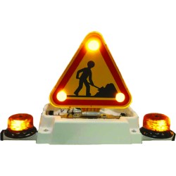 Set magnetic - Triunghi semnalizare LED rabatabil electric - 500 mm - Clasa T2 - Cu 2 girofaruri LED